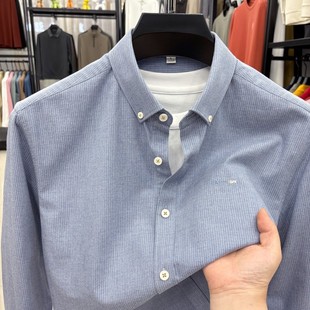 捡漏 外贸尾货 男休闲条纹衬衫 衬衫 秀禾服 高级感100%纯棉长袖