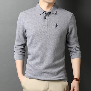 上衣服秋衣体桖衫 濮森保罗Polo衫 t恤纯棉中年爸爸春秋装 长袖 男士