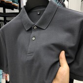 纯色商务休闲T恤衫 t恤翻领夏季 高级感 男短袖 2024重磅纯棉polo衫