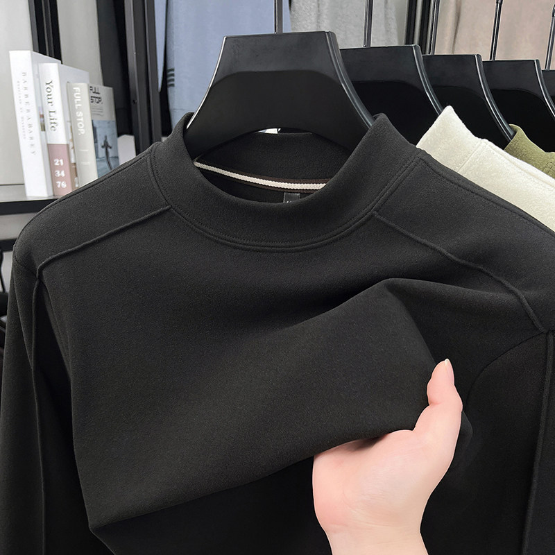 双面德绒打底衫男士2025新款秋冬季保暖半高领长袖T恤内搭上衣男,男装,T恤,淘宝优惠券,粉丝福利购,淘宝优惠卷