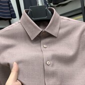 衬衫 男士 纯色免烫衬衣秋季 2025高端长袖 商务休闲衬衣上班翻领寸衫