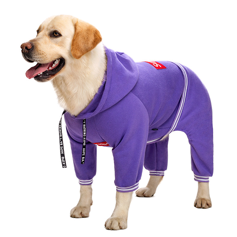 潮牌狗狗宠物衣服金毛拉布拉多哈士奇中大型犬薄款四脚衣大狗卫衣