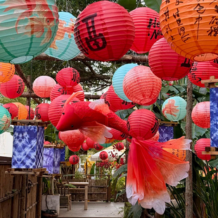 新年装饰品福字红灯笼挂饰2026新款锦鲤鱼春节过年场景氛围布置