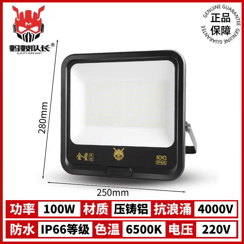 led投光灯户外防水100w支架广告牌招牌50W暖光超亮防眩室