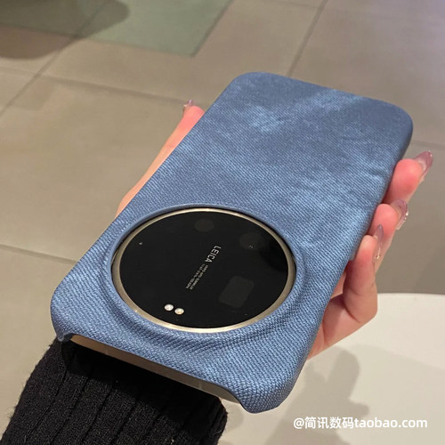 冈山牛仔纹蓝色小米17Ultra徕卡版手机壳磁吸充电Xiaomi17Ultra新款布纹防滑保护壳14/15Ultra半包散热男女款
