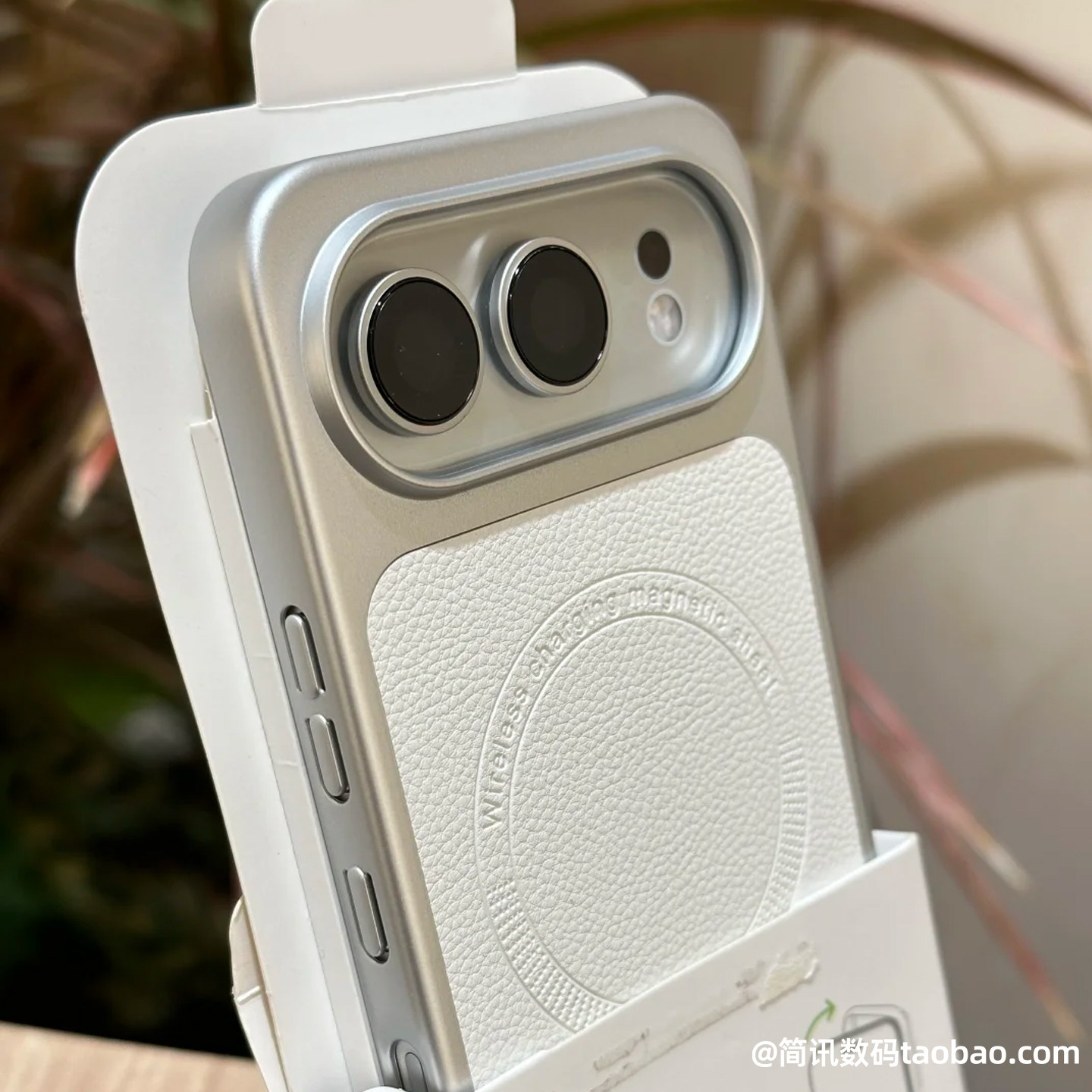 适用荣耀500手机壳Honor500Pro保护壳磁吸充电硬外壳全包边电镀银色拼接高档皮纹荔枝纹理极简风白色不粘指纹