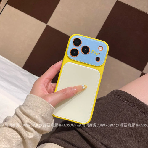 好看多巴胺撞色适用苹果18promax手机壳18pro镜头全包防摔保护套iphone17proamx高级质感皮纹16女款15/14硬壳