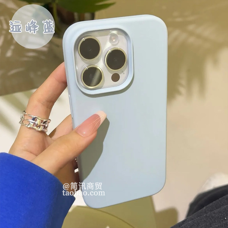 糯叽叽奶油蓝iPhone16真液态硅胶苹果15/14Promax手机壳13/12Pro全包边防摔11不发黄耐脏高级感ins小众男女套