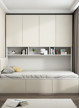 儿童榻榻米衣柜书柜一体床组合省空间储物现代简约床小户型定制