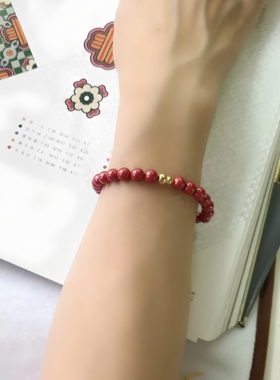 古法银葫芦朱砂手链天然紫金砂帝王红砂手串生日礼物送女友闺蜜