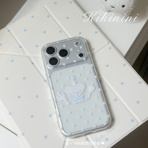 kiki白日梦原创手机蓝色波点厨师小老鼠高透明适用苹果iphone17pro1514pro爱手机软壳可爱情侣手机壳防摔
