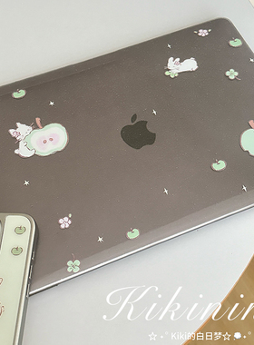 Kiki的白日梦/夏日青苹果兔子兔子满天星亚克力MacBookproair保护壳保护套轻薄防磕碰pc材质M3M4新款防摔透气