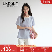 女装 蕾丝花边圆领小衫 2026夏装 蓝若水大码 新款 胖MM设计感洋气上衣