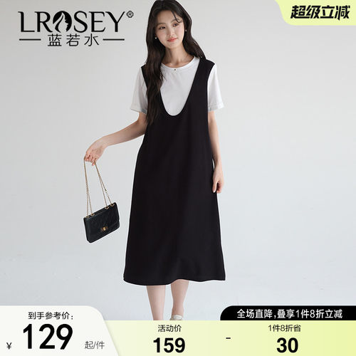 蓝若水宽松直筒休闲显瘦连衣裙