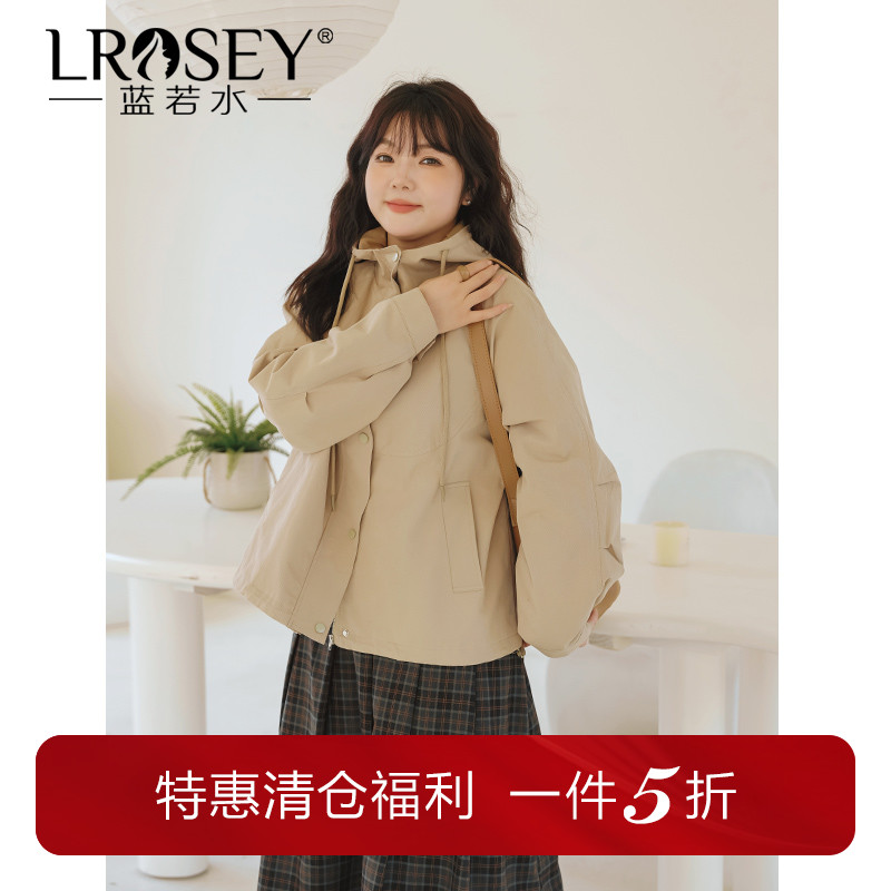 蓝若水连帽风衣外套工装夹克休闲