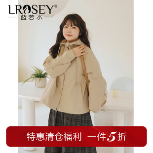 女装 连帽夹克宽松时尚 胖mm春装 休闲百搭工装 外套 新款 蓝若水大码