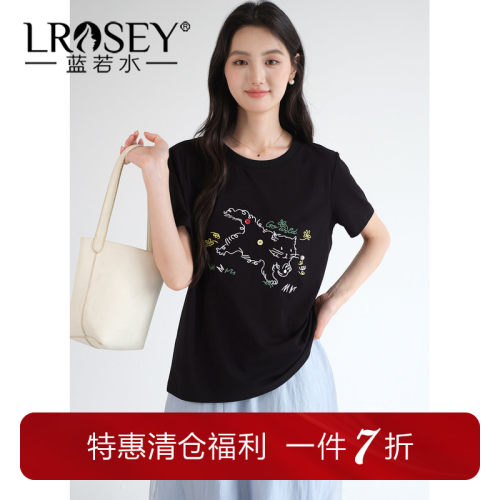 蓝若水设计感宽松显瘦T恤上衣