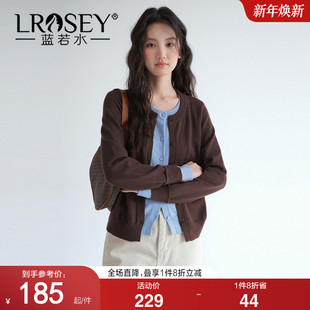 新款 2026春装 蓝若水大码 韩系叠穿毛衣 撞色拼接假两件针织衫