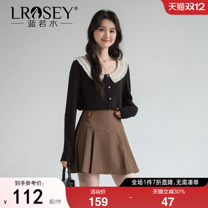 蓝若水大码女装法式复古针织衫