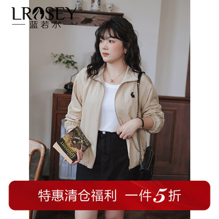 宽松时尚 蓝若水大码 韩版 胖MM2026春装 显瘦休闲炸街夹克外套 女装