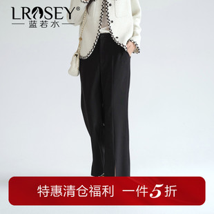 裤 胖mm春季 新款 蓝若水大码 通勤休闲直筒裤 高腰开叉西装 多元 女装