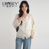 女装 国风提花刺绣蕾丝衫 2026春装 蓝若水大码 新款 胖MM宽松洋气上衣