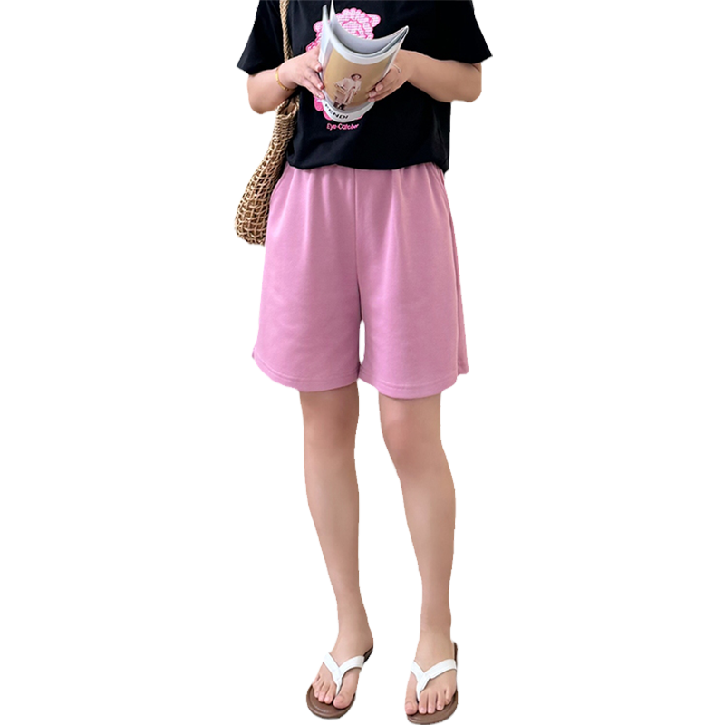 蓝若水大码女装高腰松紧糖果色短裤胖MM夏季新品休闲宽松显瘦裤子