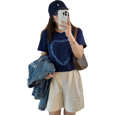 蓝若水韩版印花字母T恤简约上衣