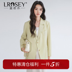 蓝若水大码女装宽松廓形西装外套春装新款胖MM时尚刺绣通勤小西服