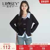 时尚 翻领叠穿外套 2026春装 新款 拼接假两件卫衣开衫 蓝若水大码