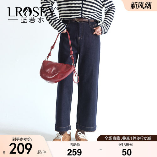 蓝若水休闲显瘦复古直筒牛仔裤