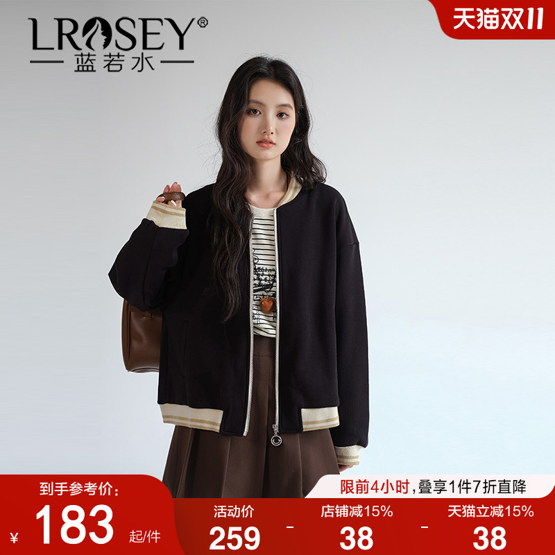 蓝若水加绒棒球服减龄显瘦短外套