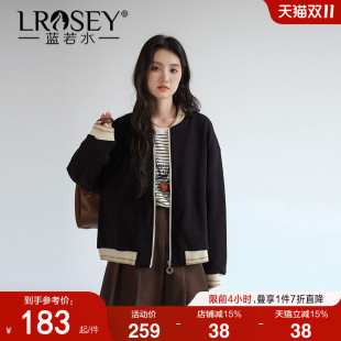 蓝若水大码 棒球服外套 女装 冬季 显瘦炸街夹克上衣 新款 加绒美式