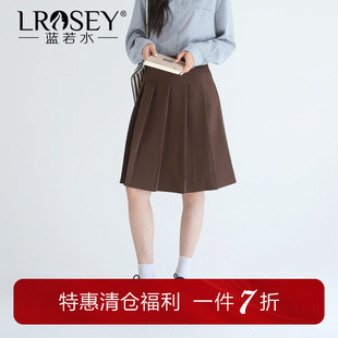 蓝若水大码女装学院风A字百褶裙2026春装新款胖MM高腰气质半身裙