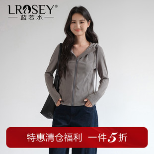 新款 蓝若水大码 连帽外套胖mm春装 设计感修身 休闲显瘦拉链上衣 女装