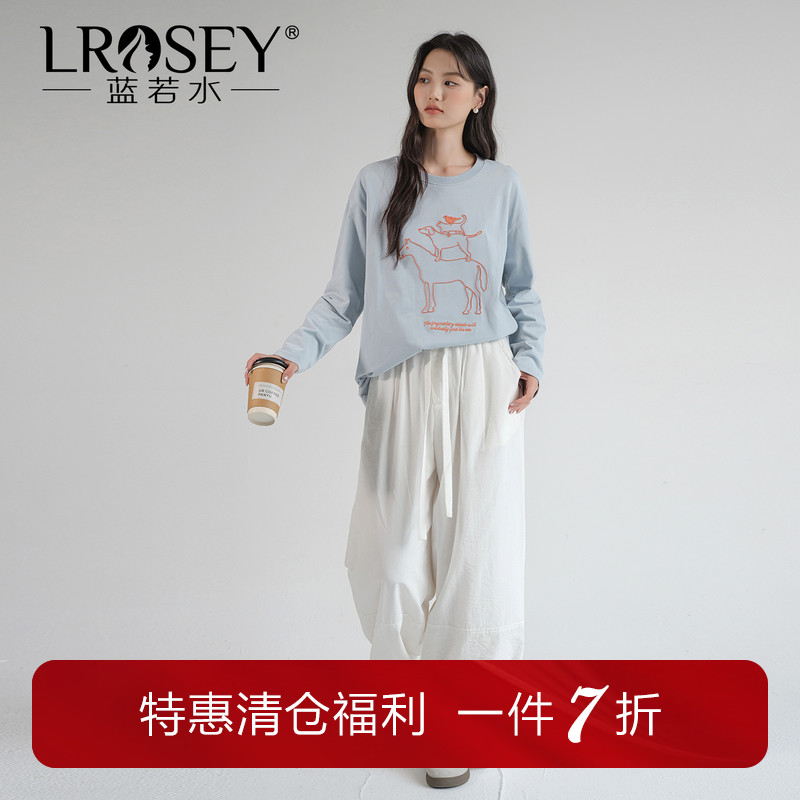 蓝若水设计感简约百搭T恤上衣