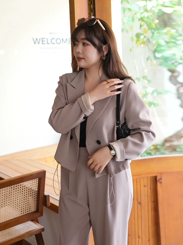 Весенний костюм, короткие штаны, комплект, большой размер, тренд сезона, высокая талия