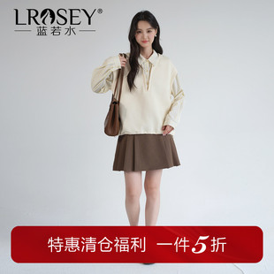 蓝若水大码女装2026春装新款假两件拼接条纹衬衫胖mm韩系翻领上衣