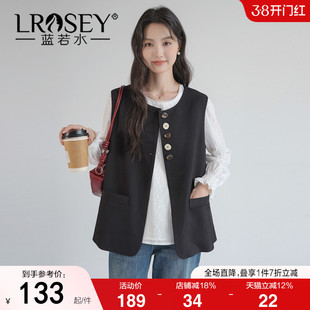 【设计感纽扣西装马甲】蓝若水大码2026春装新款时尚气质通勤外套