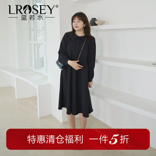 蓝若水赫本风娃娃领连衣裙