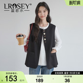 蓝若水大码 马甲 2026春装 新款 气质通勤外套 时尚 设计感纽扣西装