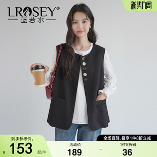 蓝若水大码 马甲 2026春装 新款 气质通勤外套 时尚 设计感纽扣西装