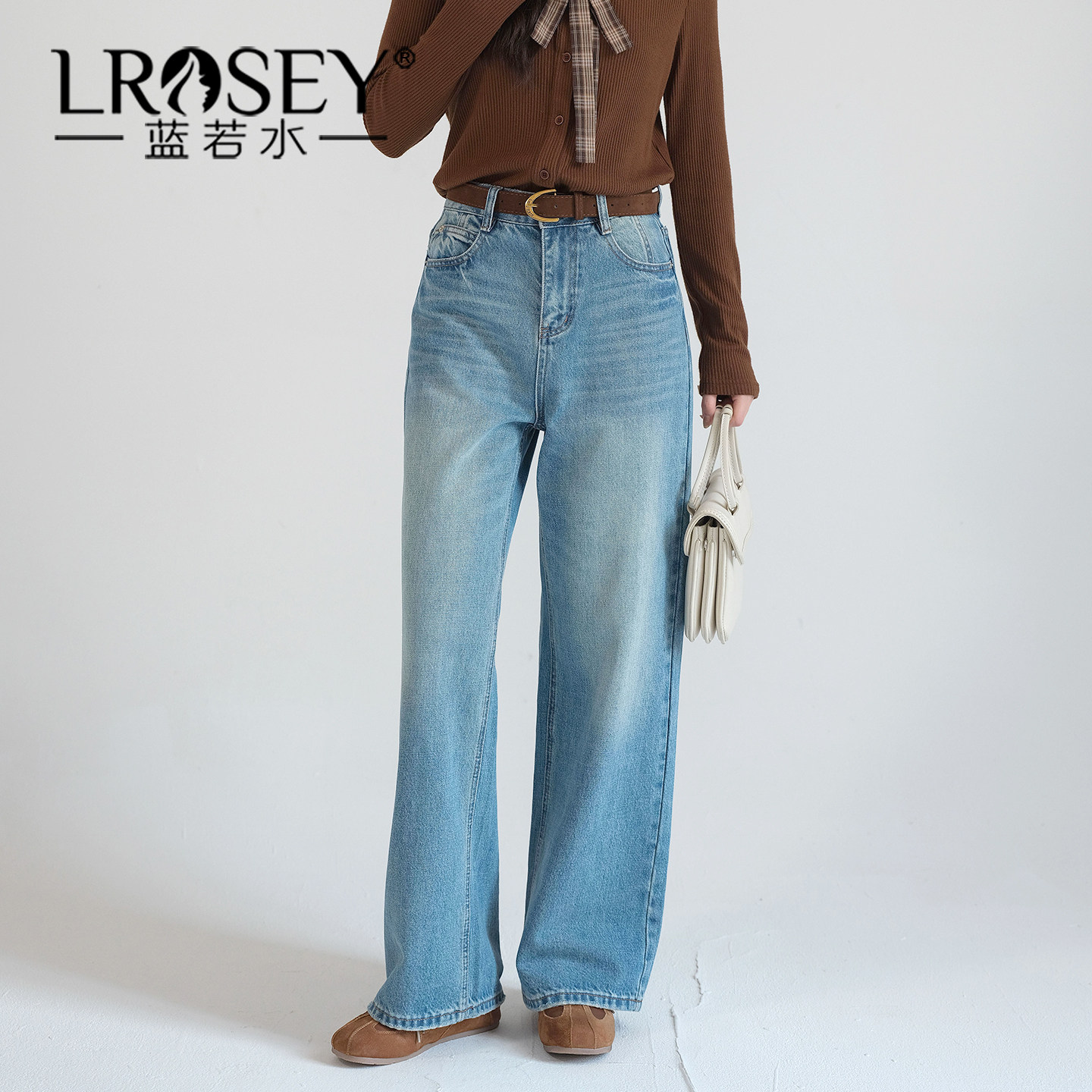 【春装上新 喜欢请加购】蓝若水大码女装复古水洗牛仔高腰直筒裤,女装/女士精品,大码裤装,淘宝优惠券,粉丝福利购,淘宝优惠卷