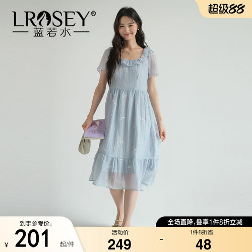 蓝若水高级感气质减龄显瘦连衣裙