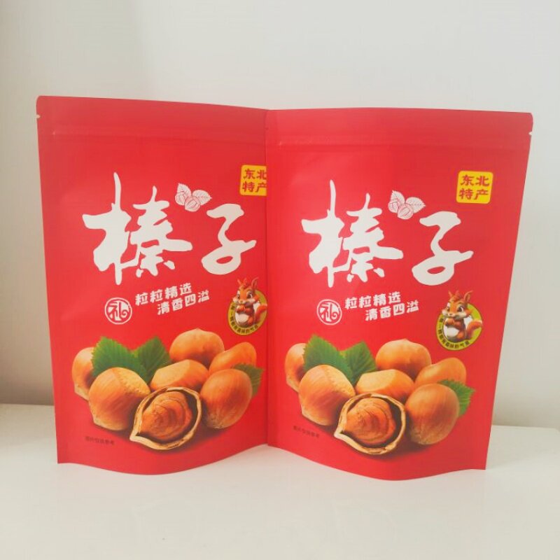 东北松子包装袋八边封塑料袋野生榛子干果坚果牛皮纸袋自封自立袋