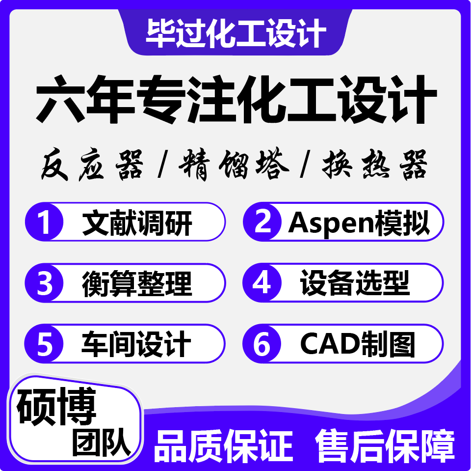 化工设计说明书aspen流程模拟设备选型换热器精馏塔反应器设计CAD