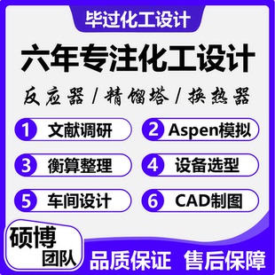 化工设计说明书aspen流程模拟设备选型换热器精馏塔反应器设计CAD