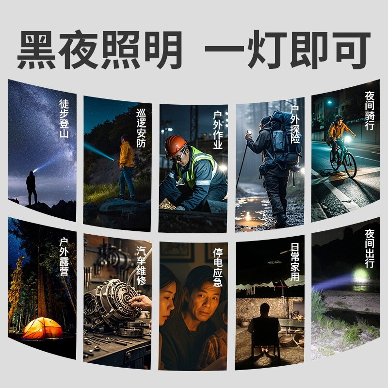 直播爆款强光头灯可充电超亮户外远射便携式家用照明应急头戴