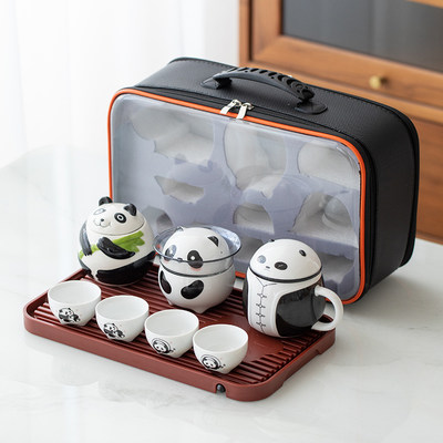 成都熊猫型旅行茶具干泡套装定制logo商务伴手礼公司企业礼盒套装