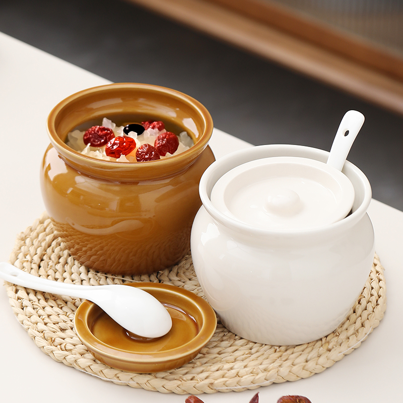 【800ml大容量】加厚瓦罐炖盅煨汤罐耐高温陶瓷隔水炖家用一人份